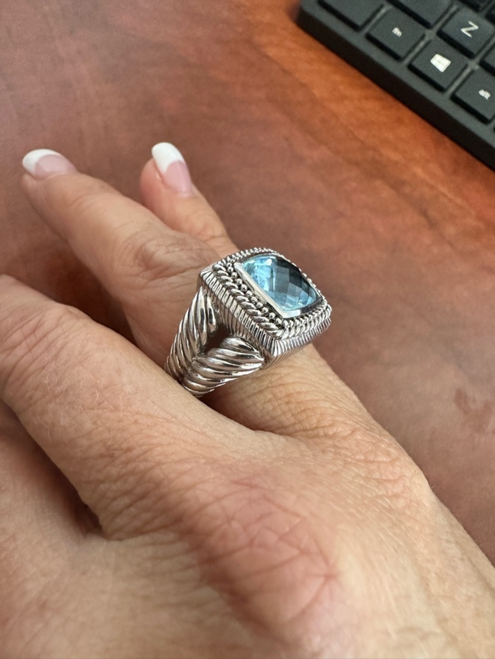 Judith Ripka Blue Topaz-Style Statement Ring - Picture 2 of 8
